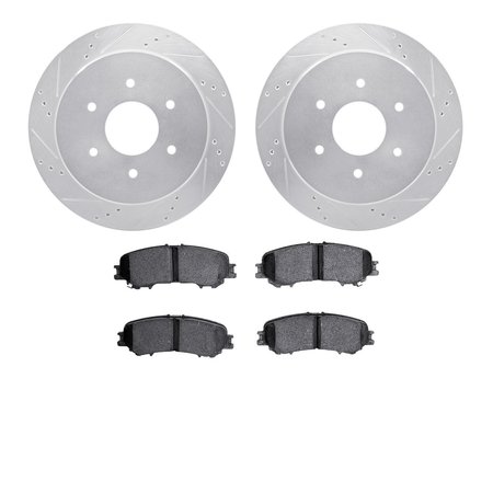 DYNAMIC FRICTION CO 7302-67131, Rotors-Drilled and Slotted-Silver with 3000 Series Ceramic Brake Pads, Zinc Coated 7302-67131